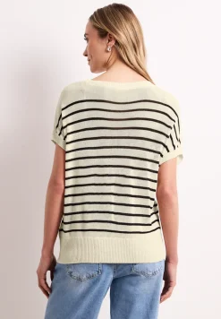 Pull-over rayé manches courtes à col bateau