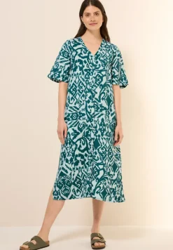 Robe en lin mélangé à motifs