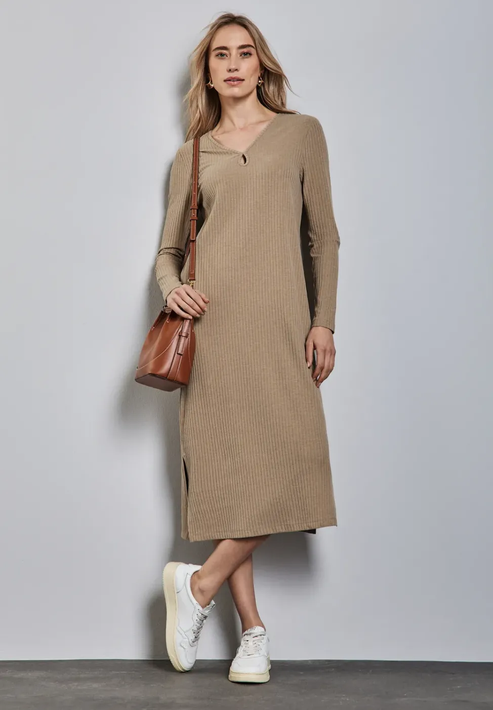 Robe en tricot côtelé