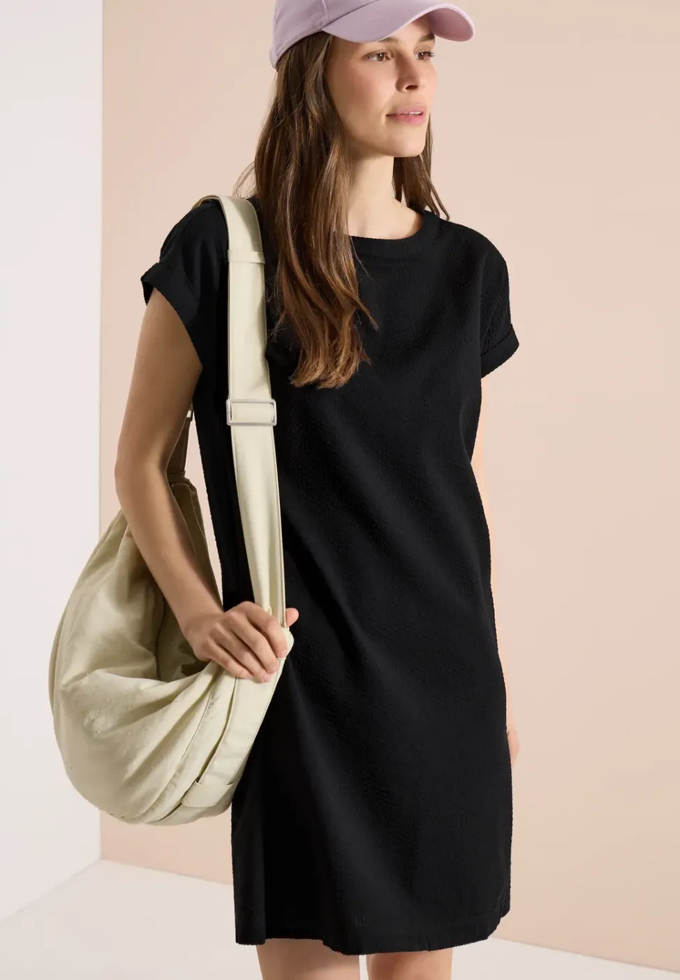 Robe longue au genou avec structure en seersucker