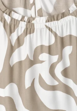 Robe à longueur de genou avec col rond et imprimé
