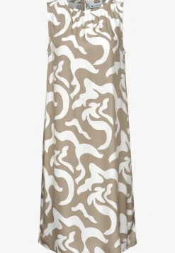 Robe à longueur de genou avec col rond et imprimé