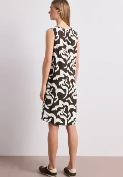 Robe à longueur de genou avec col rond et imprimé
