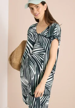 Robe à longueur de genou avec col en V arrondi