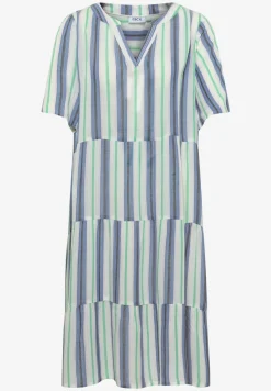Robe longueur genou à col fendu et rayures
