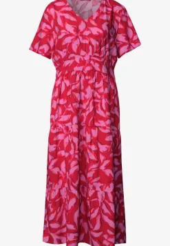 Robe midi avec imprimé et détail smocké