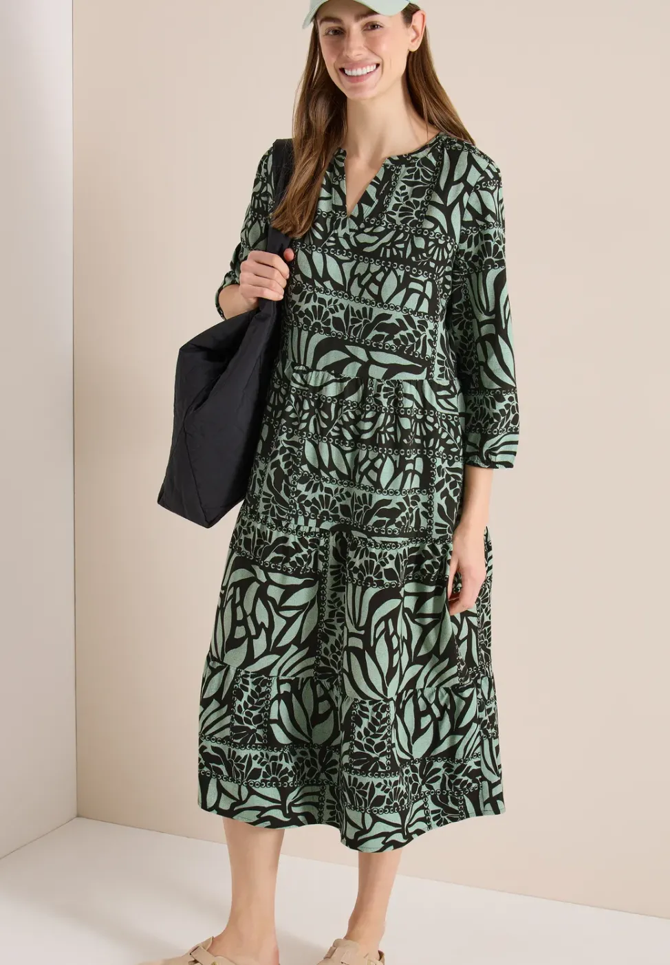 Robe midi avec imprimé patchwork
