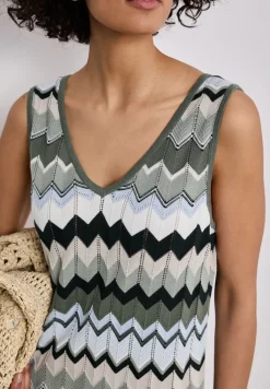 Robe midi avec motif en zigzag