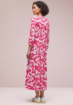 Robe midi imprimée à col fendu