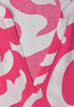 Robe midi imprimée à col fendu