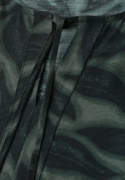 Robe midi imprimée à col fendu