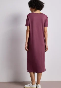 Robe midi à manches courtes avec détail de fente
