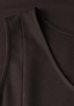 Robe midi sans manches de couleur unie