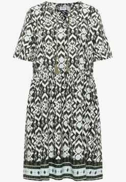 Robe mi-longue avec motif graphique