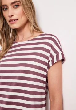 Robe mi-longue en jersey rayé