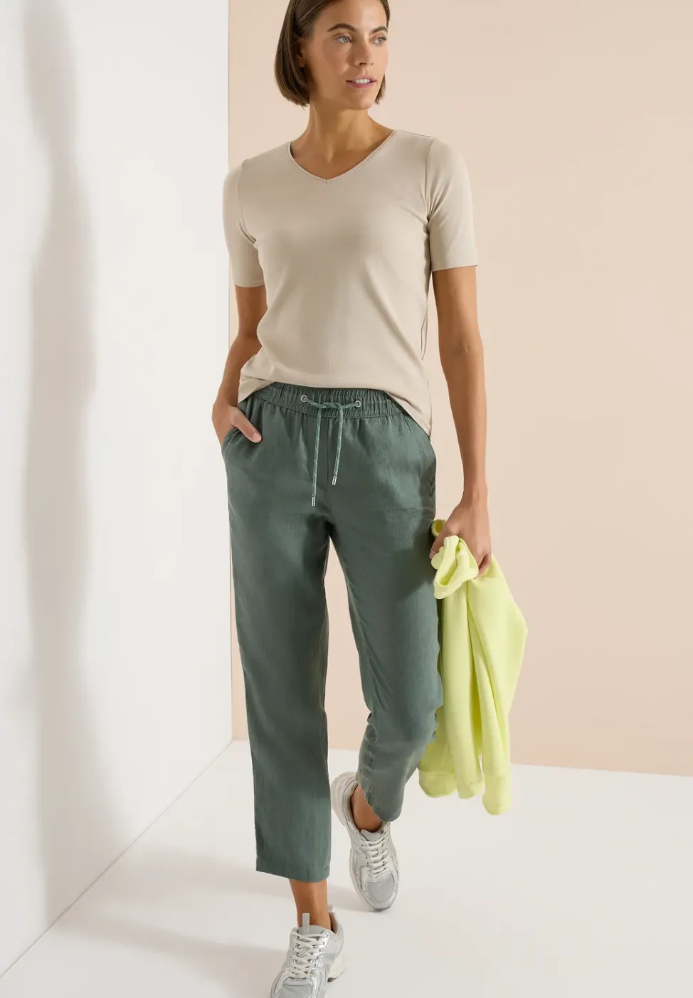 Slim Leg pantalon causal fit en lin