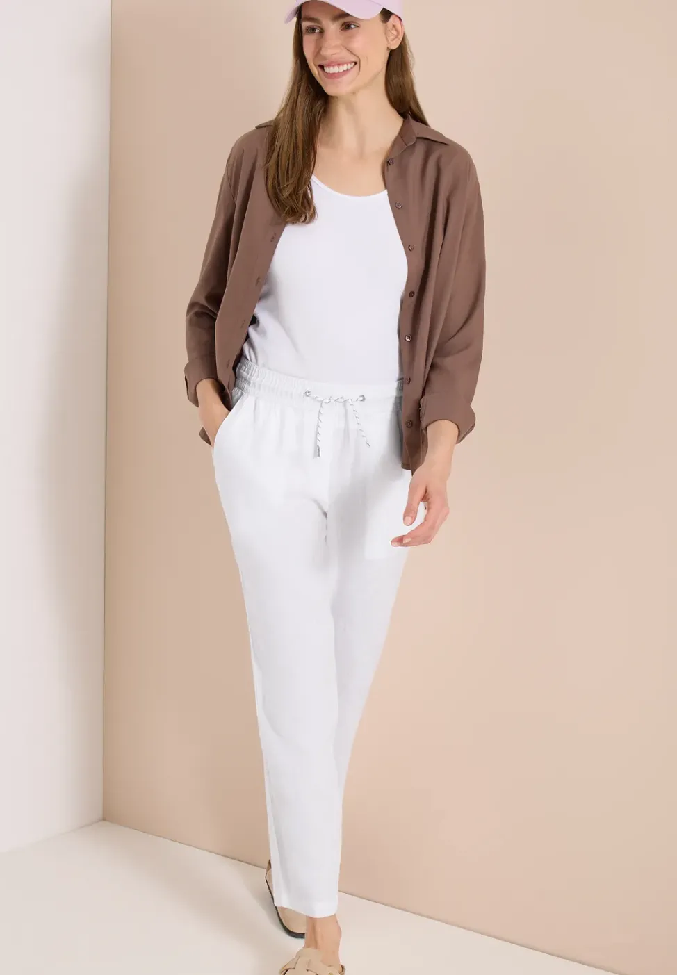 Slim Leg pantalon causal fit en lin