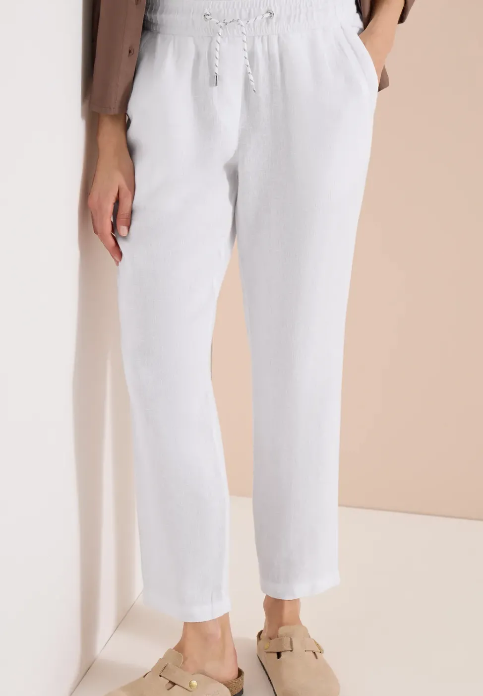 Slim Leg pantalon causal fit en lin