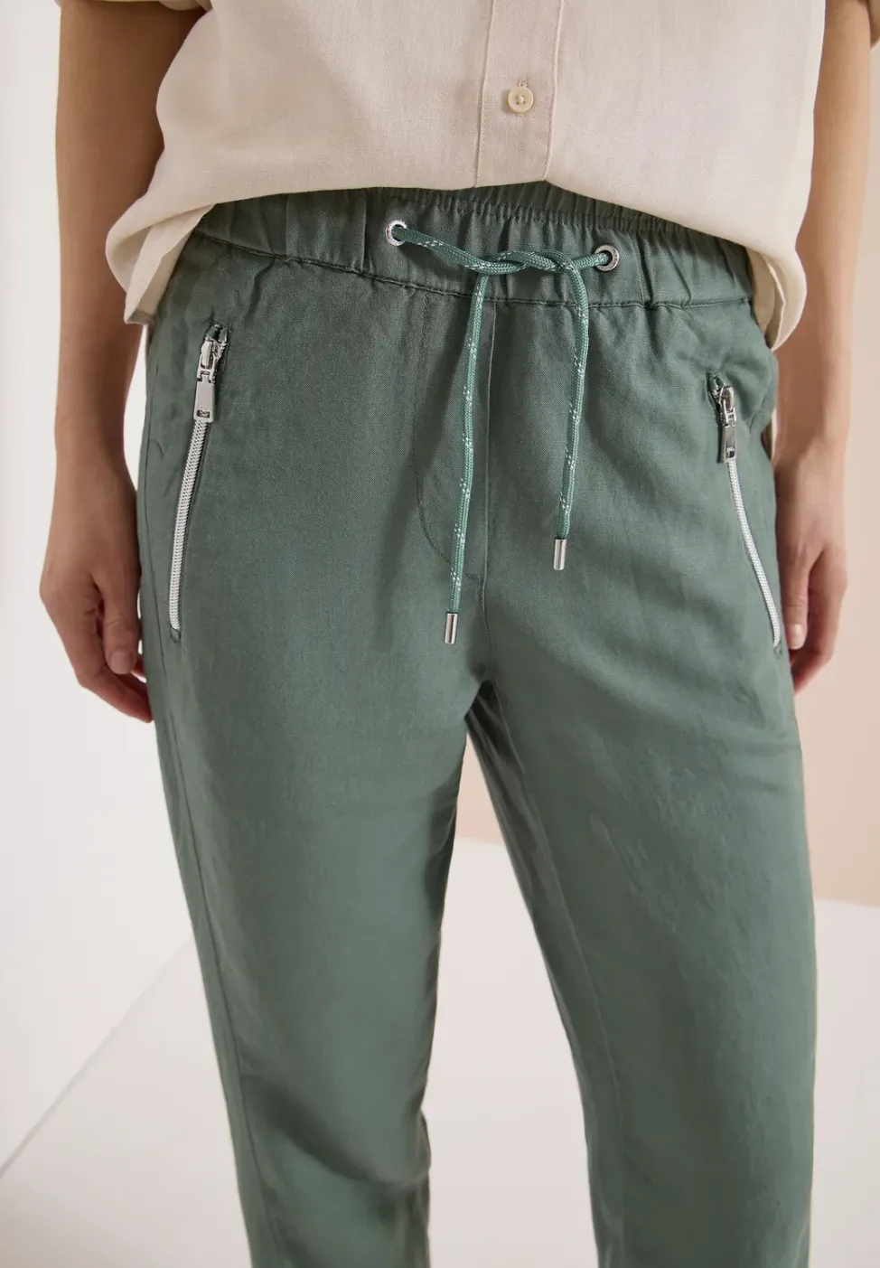 Slim Leg Pantalon en lin mélangé