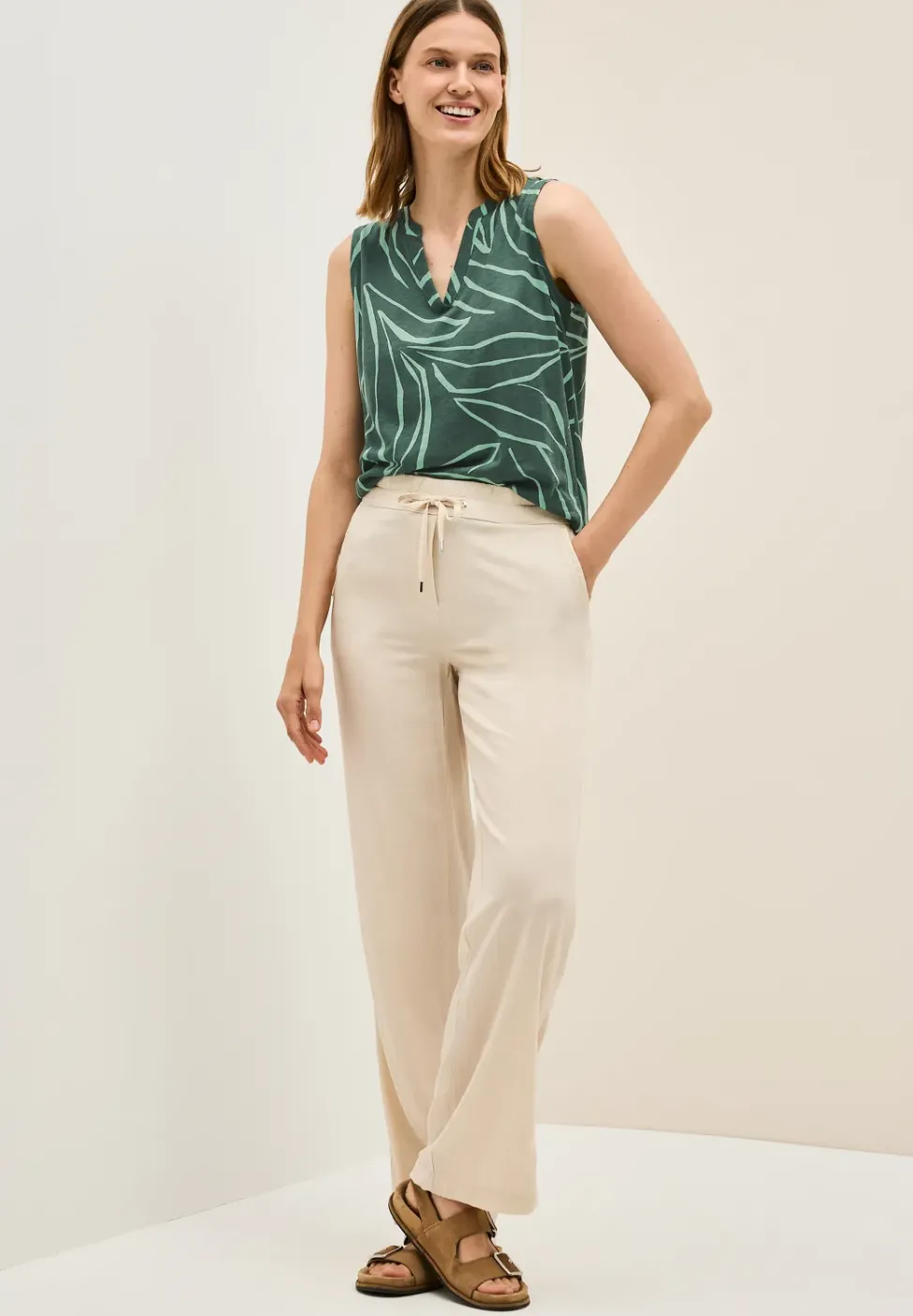 Top à motifs Split Neck