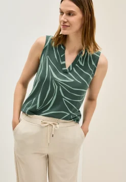 Top à motifs Split Neck