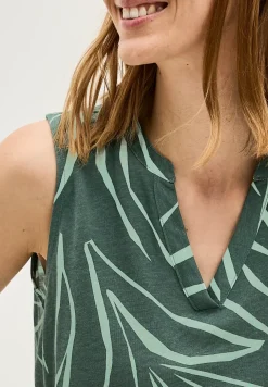 Top à motifs Split Neck