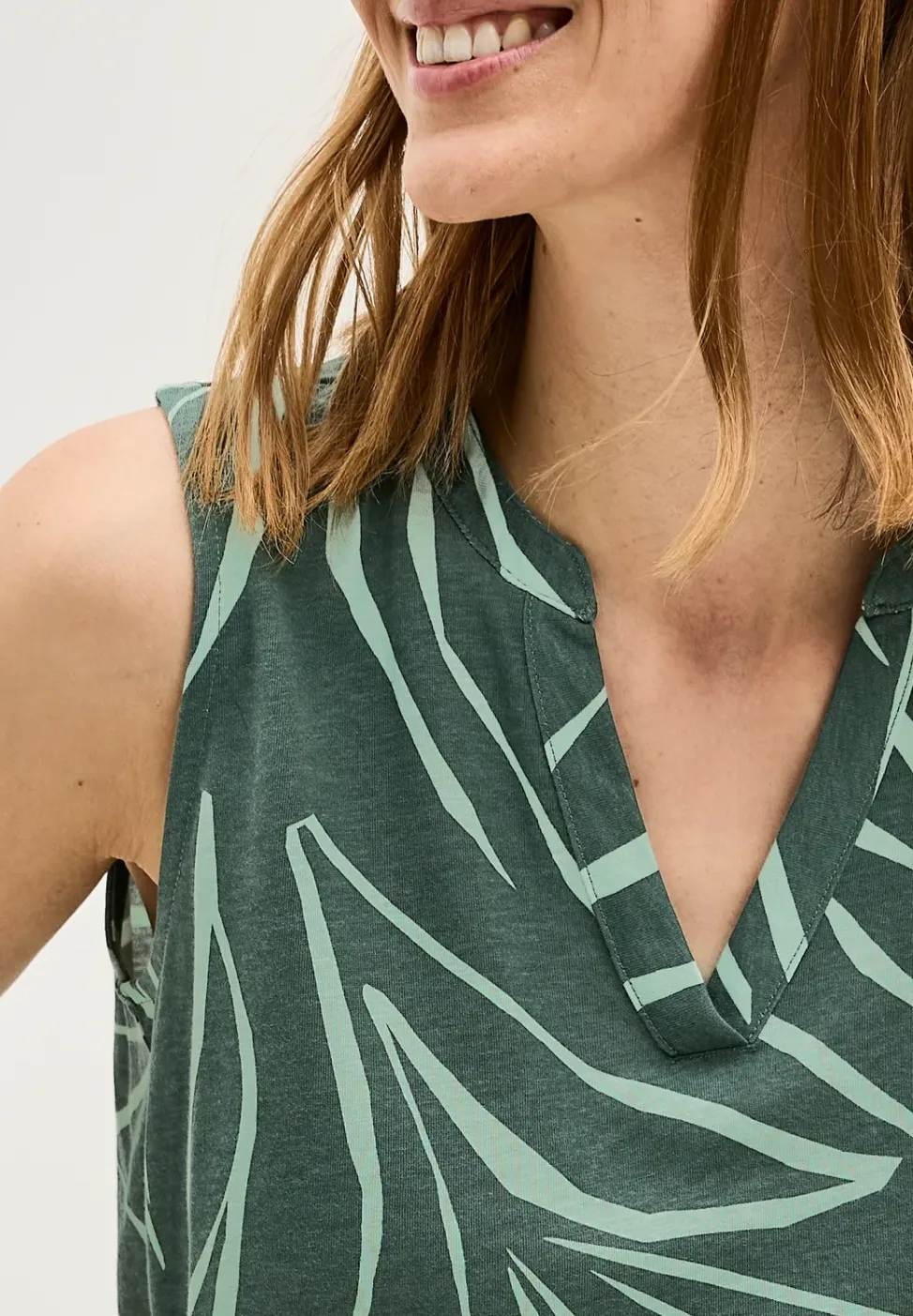 Top à motifs Split Neck