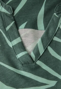 Top à motifs Split Neck