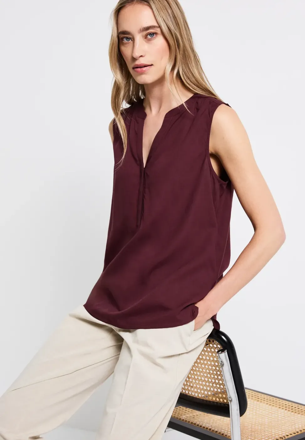 Top chemisier Split Neck