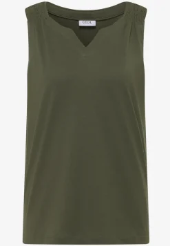 Top en couleur unie à encolure fendue