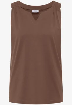 Top en couleur unie à encolure fendue