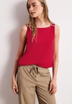 Top Femme à Col Rond et Détails aux Épaules