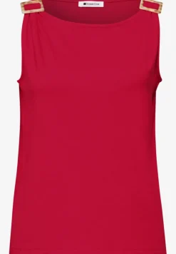 Top Femme à Col Rond et Détails aux Épaules