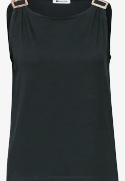 Top Femme à Col Rond et Détails aux Épaules