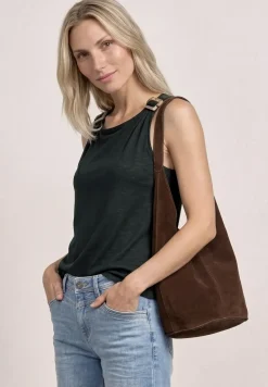 Top Femme à Col Rond et Détails aux Épaules