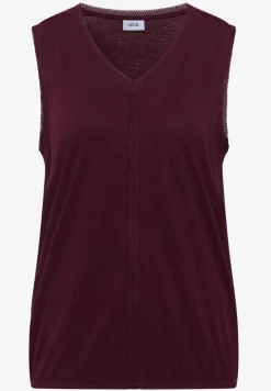 Top avec col en V et bande crocheté