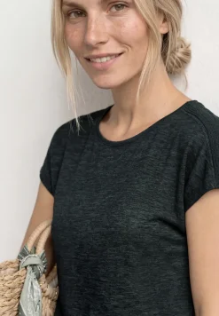 T-shirt à col bateau avec détail smocké