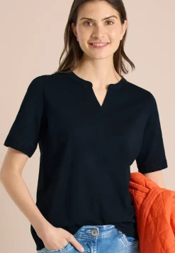 T-shirt à col fendu avec bande crocheté