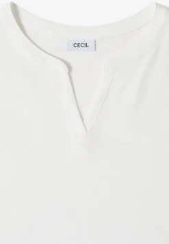 T-shirt à col fendu de couleur unie