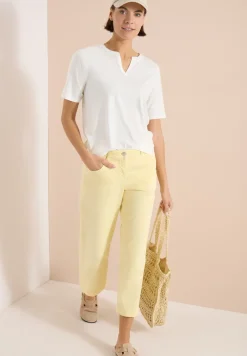 T-shirt à col fendu de couleur unie