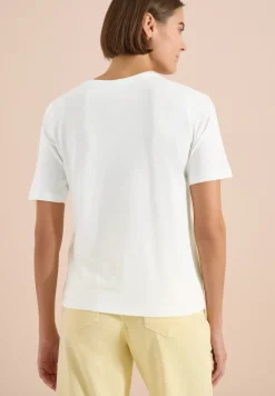 T-shirt à col fendu de couleur unie