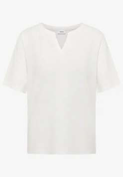 T-shirt à col fendu de couleur unie