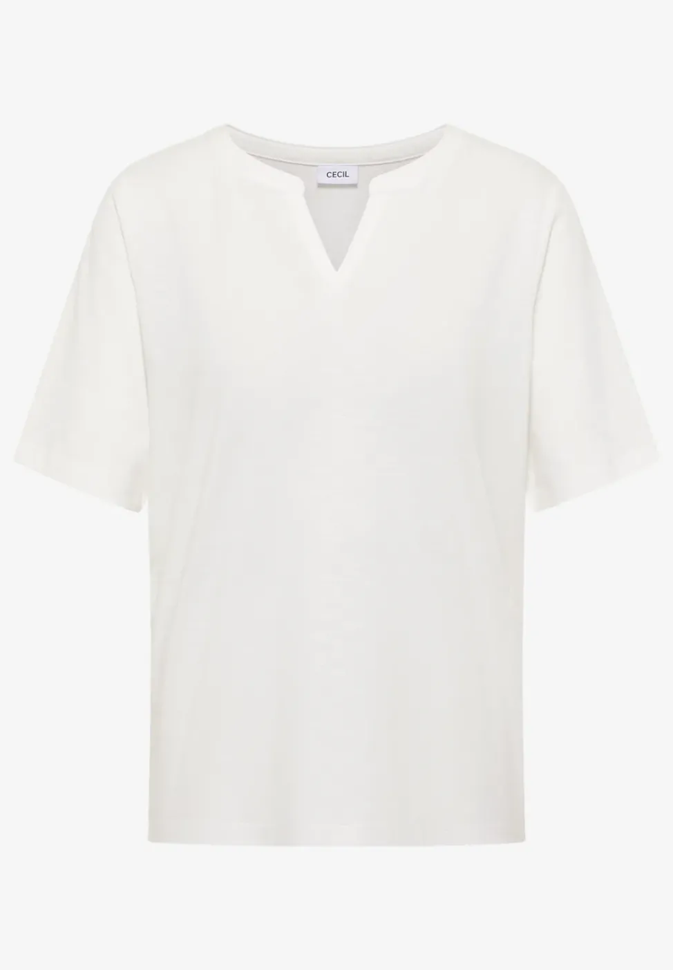 T-shirt à col fendu de couleur unie