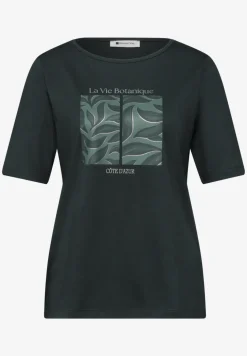 T-shirt à col rond avec motif de feuilles