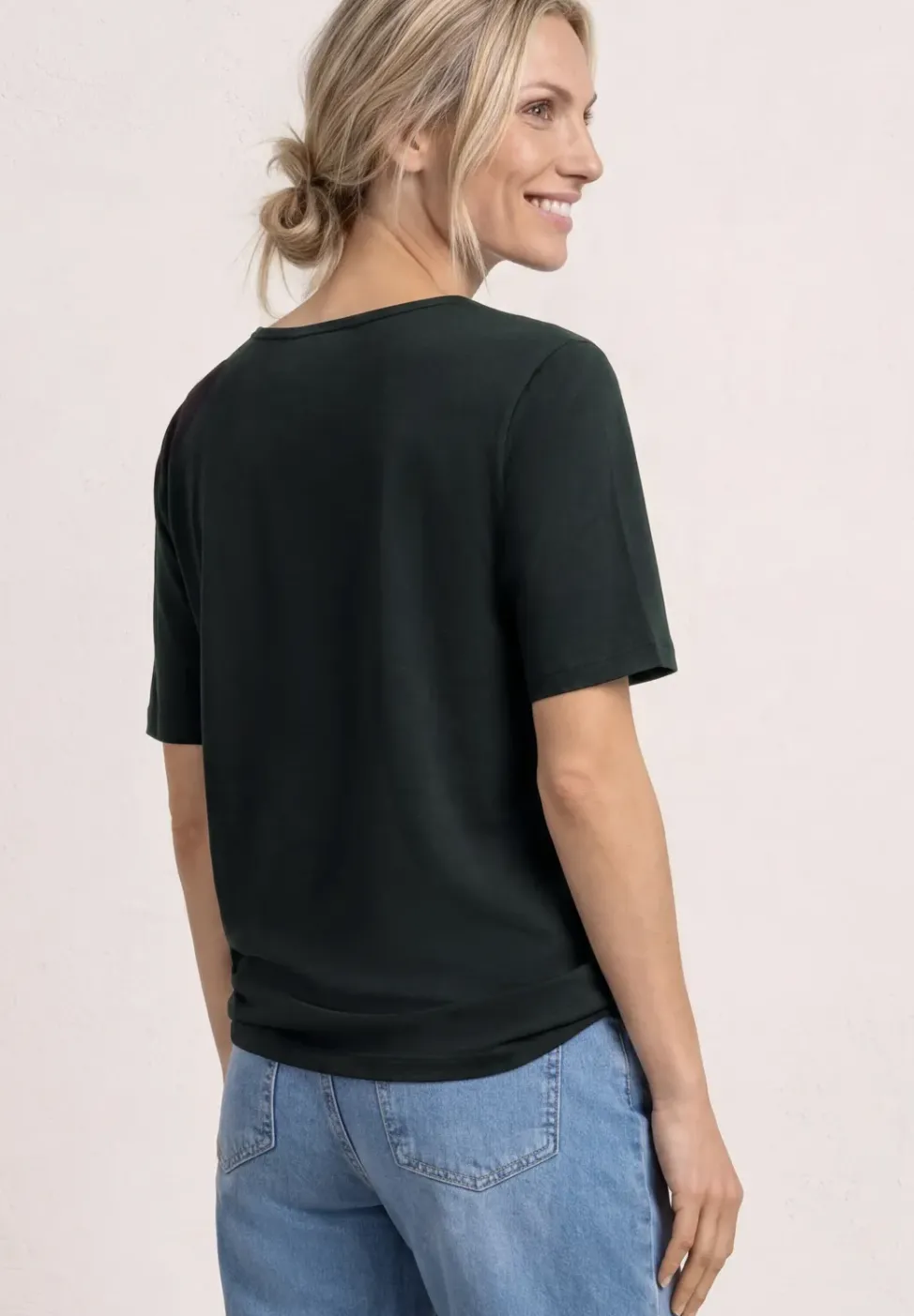 T-shirt à col rond avec motif de feuilles