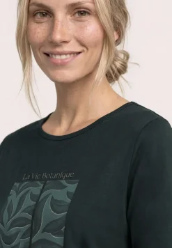 T-shirt à col rond avec motif de feuilles