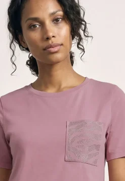 T-shirt à col rond avec pierres décoratives