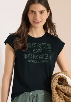T-shirt à col rond avec wording artwork