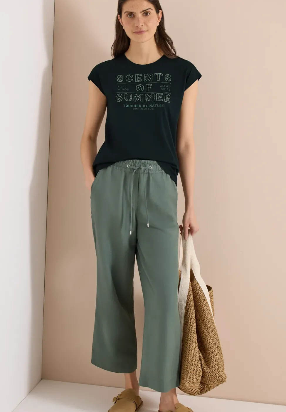 T-shirt à col rond avec wording artwork