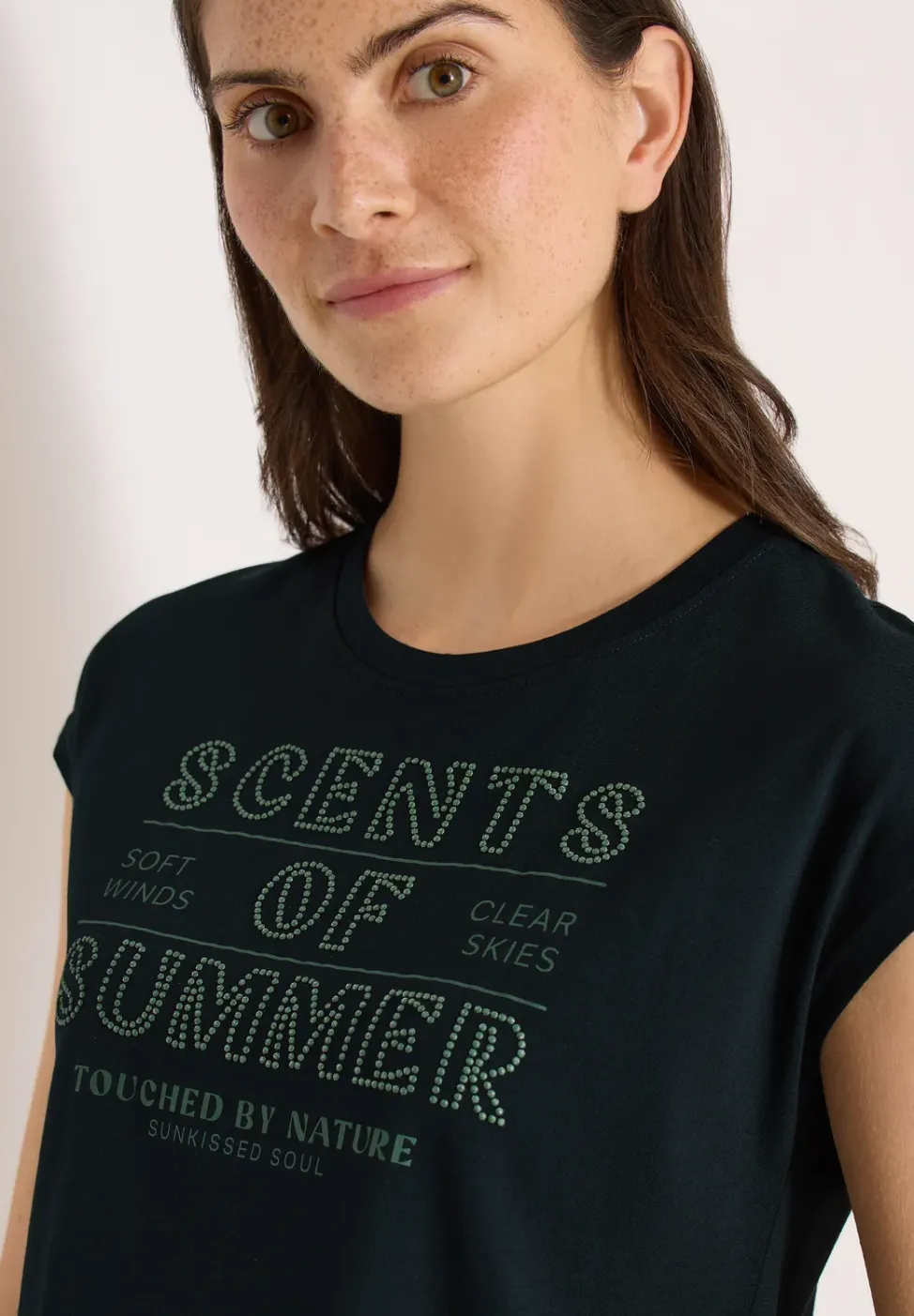 T-shirt à col rond avec wording artwork
